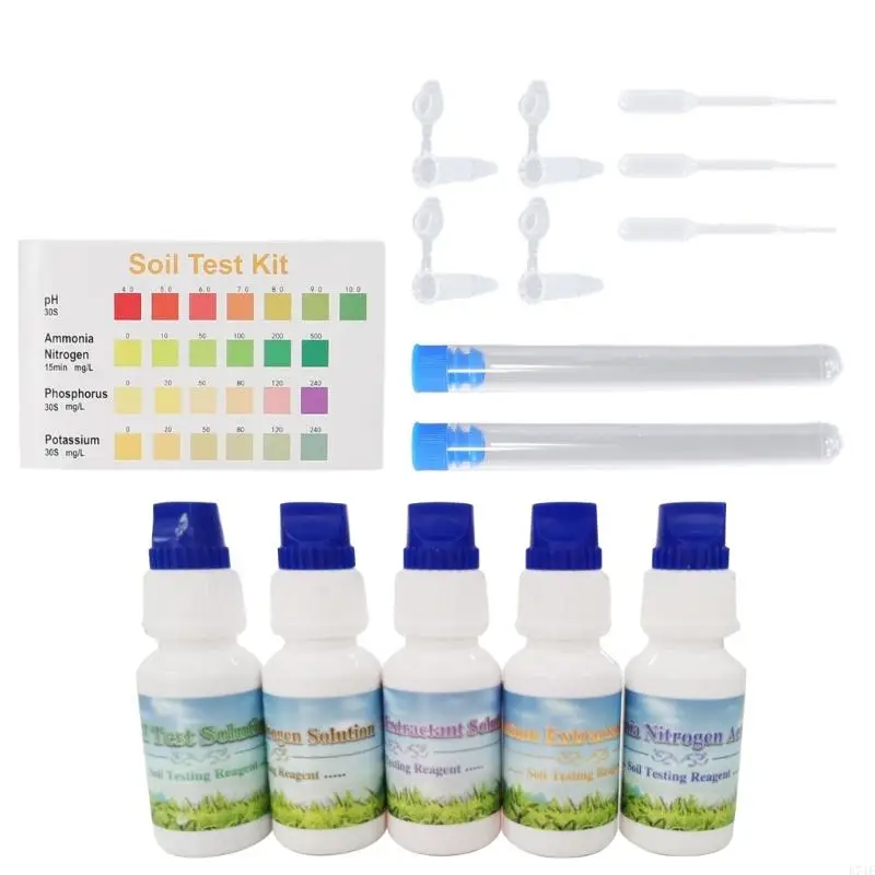 E74E Soil Test Set,  Nitrogen Phosphor Potassium Soil Test Liquid Solution Soil Test Tool for Gardening