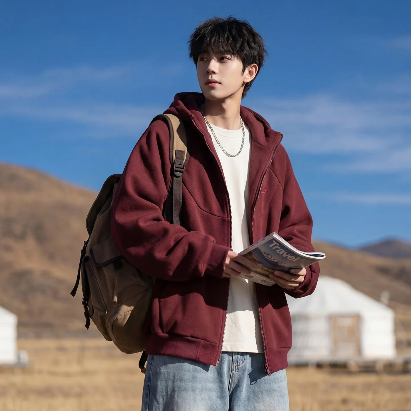 

Мужская толстовка TFETTERS 2026: Новая весенне-осенняя утепленная худи на молнии с геометрическим панельным дизайном, оверсайз, уличный стиль