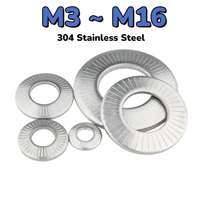 

M3 M4 M5 M6 M8 M10 M12 M14 M16 Metal Disc Spring Lock Washer 304 Stainless Steel Anti Slip Fastener Gasket