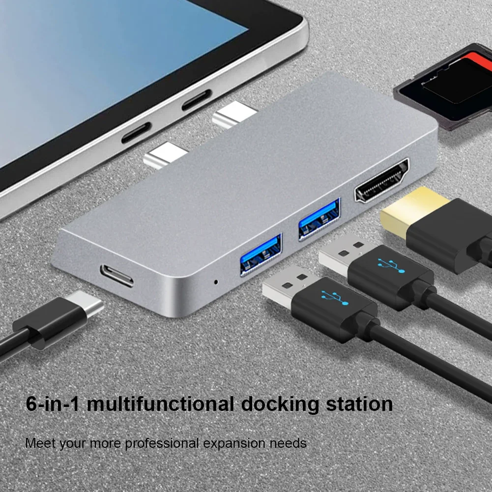 Docking Station Laptop PD Charger Type-C USB C Adapter Portable HUB Dock Station Splitter High Speed for Microsoft Surface Pro 8