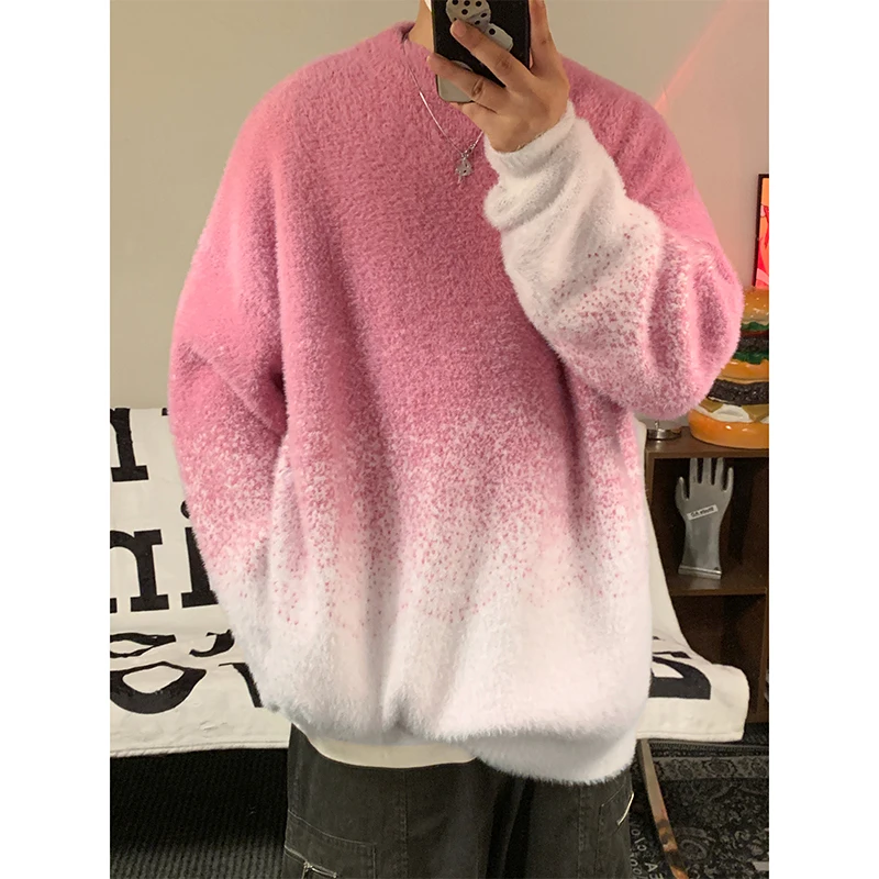 

Harajuku Mens Knitted Sweater Men's Wool Pullovers Autumn Winter Tops Men Casual Clothes Crewneck Sweater