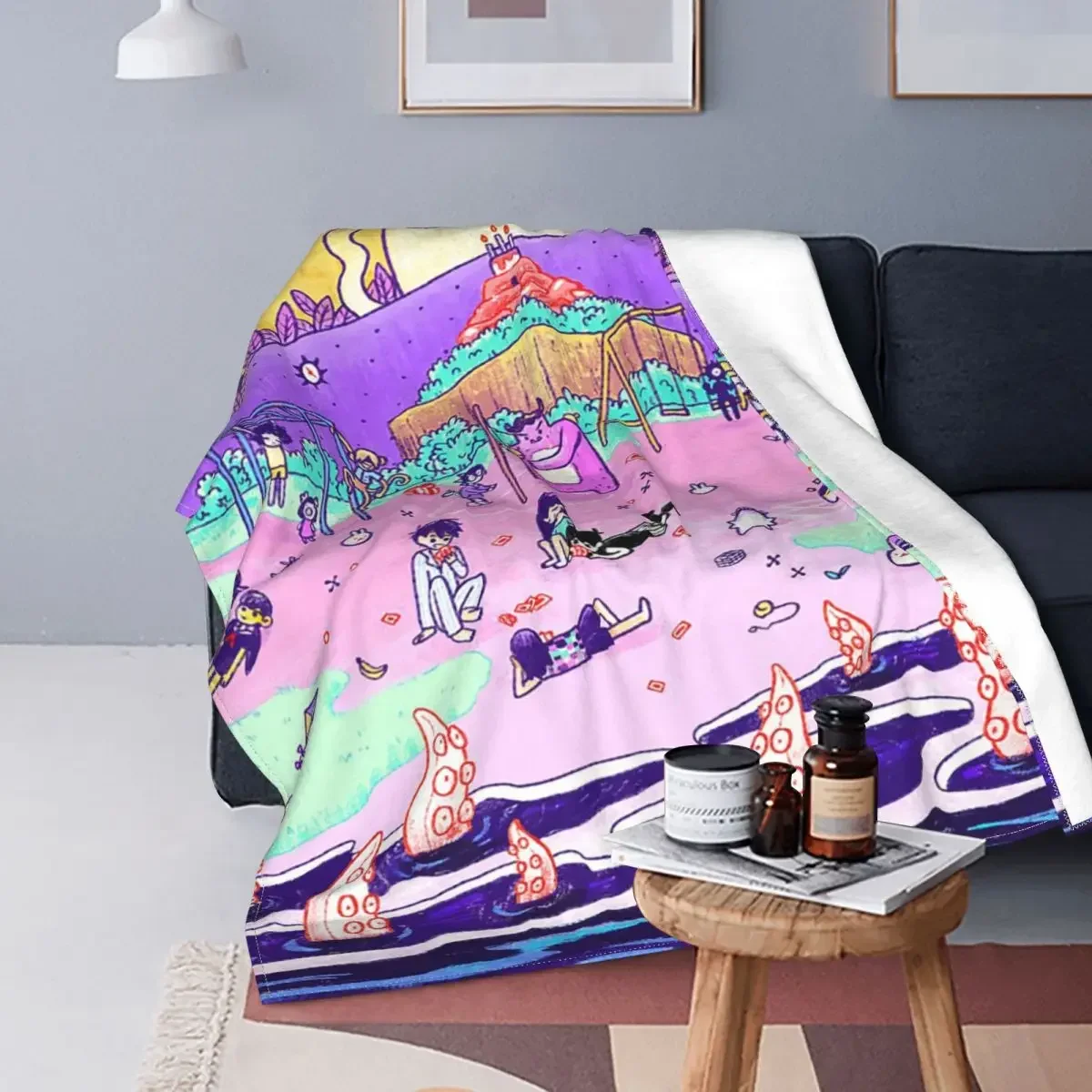 Aubrey Omori Knitted Blanket Game Cartoon Friends Flannel Throw Blankets Home Couch Decoration Lightweight Bedspreads