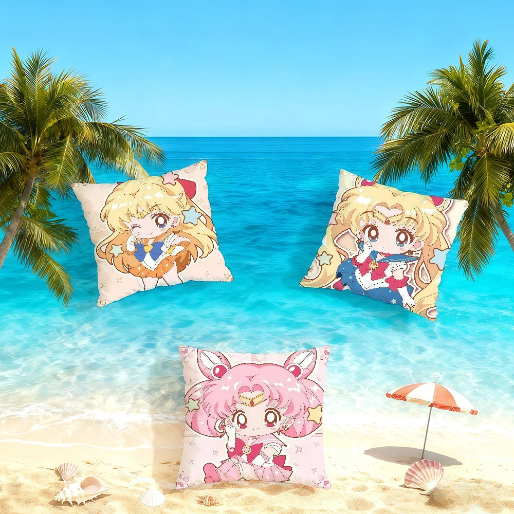 Funda de cojín con diseño de Sailor Moon, funda de almohada para el hogar, cama, sofá, sala de estar, funda de cojín simple y suave, regalo de fiesta