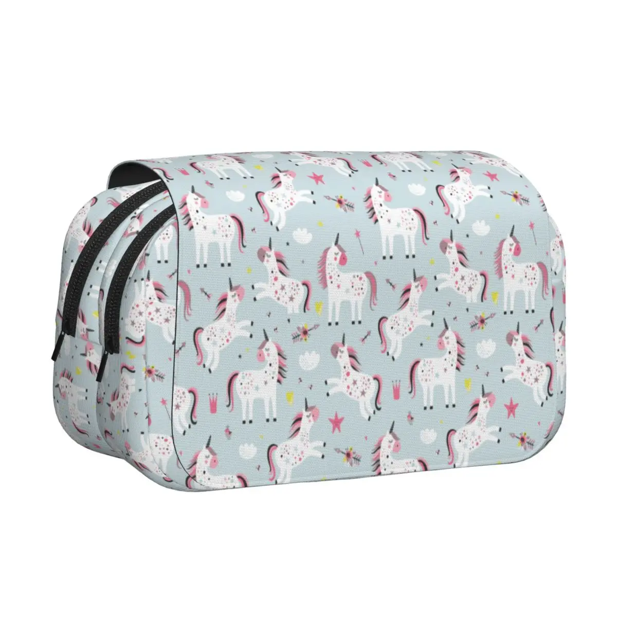 Cartoon Unicorn Double Clamshell Pen Case Pencilcases Pen for Girls Boys Large Storage Bags Students School Gift Accessories