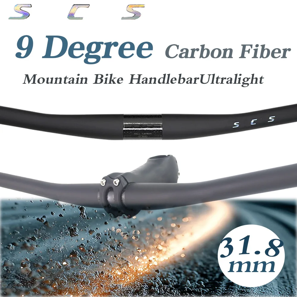 

Ultralight 9 Degree Carbon Fiber MTB Handlebar 31.8mm T800 Carbon Mountain XC Bike Handlebar 640-780mm Ultralight 181g Bar