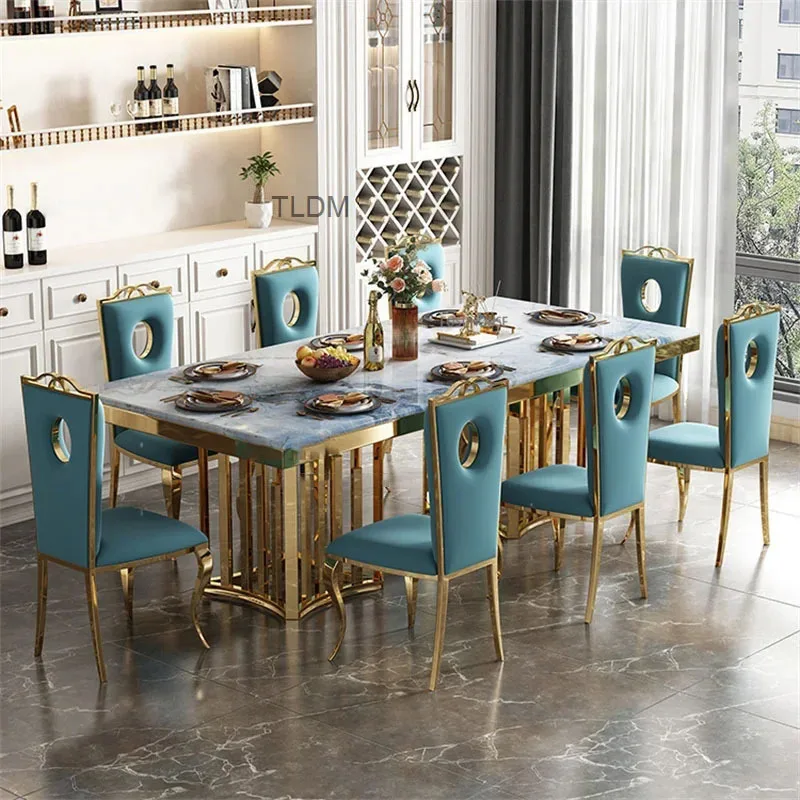 Stainless Steel Dining Chairs Home Furniture Modern Dining Table Chairs Nordic Flannel Dinning Chair Restaurant Backrest Chair M