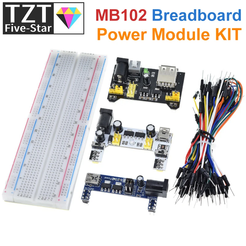 TZT NEW MB-102 MB102 Breadboard 400 830 Point Solderless PCB Bread Board Test Develop DIY for arduino laboratory SYB-830