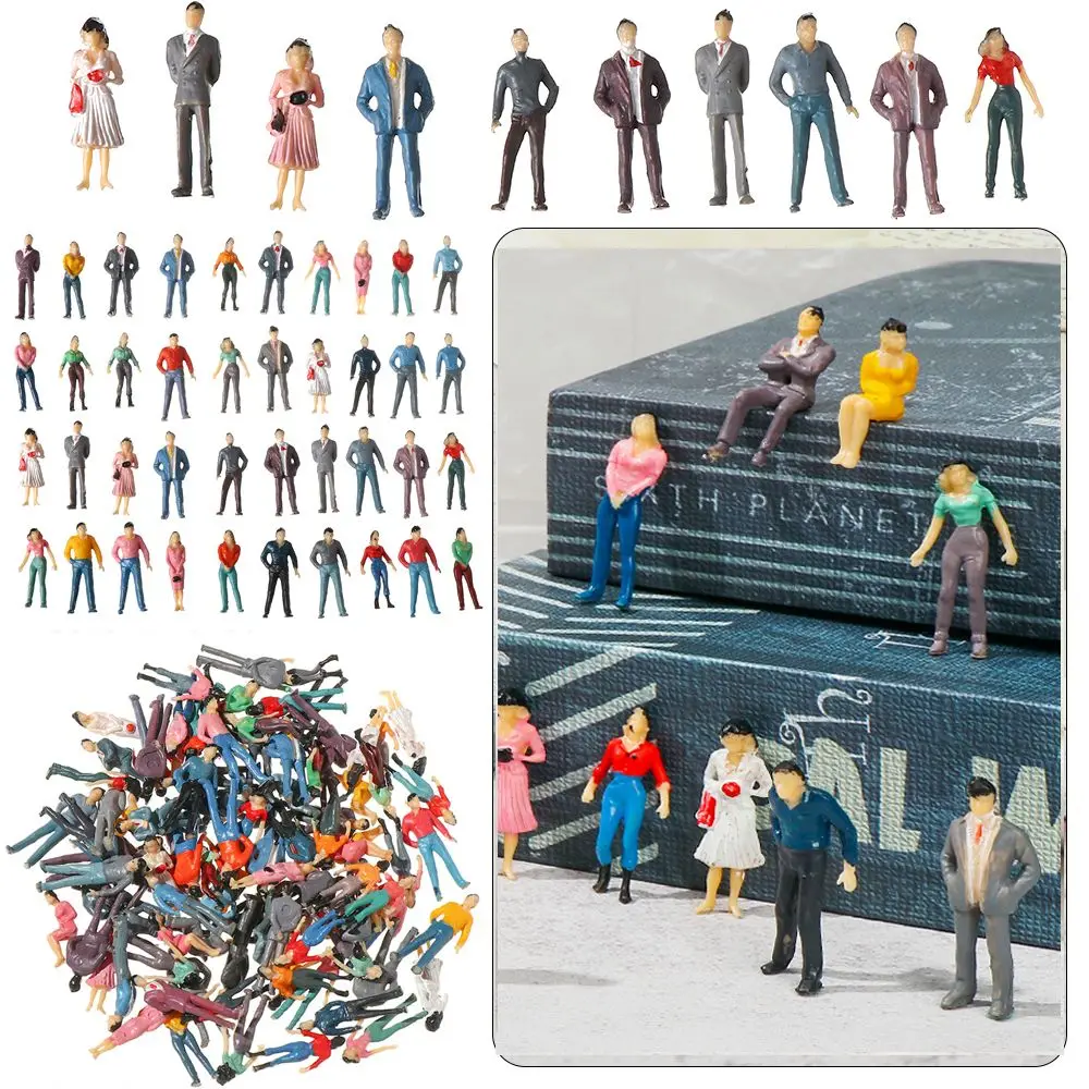 50/100pcs 1:200/1:100/1:150/1:75/1:50/1:30/1:25 Scale Model Building People Figures Mixed Color Plastic Passengers Train Scenery