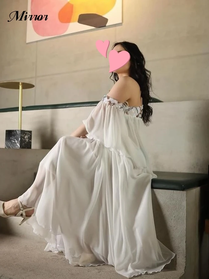 Mirror Dress Elegant Vintage Sweet Ivory Sequins Chiffon One Shoulder Customize Formal Occasion Prom Dress Evening Party Gowns