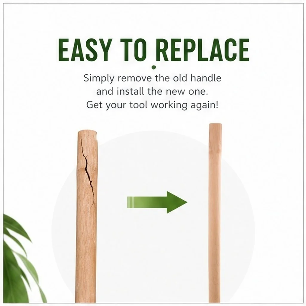 Hardwood Garden Tool Handle Replacement for Hoe Hatchet Weeder Shovel Farming Landscaping Hand Tools
