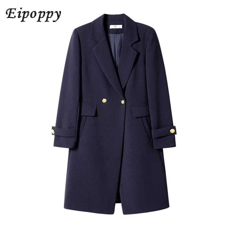 

Black Mid-Length Suit Trench Coat Coat for Women Autumn and Winter New This Year Popular Small Casual Coat Thick