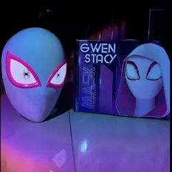 Spider-Man Glowing Chin Movable Hood Gwen Stacey Black Spider-Man Boys Manual Mask Travel Through The Universe Birthday Gift