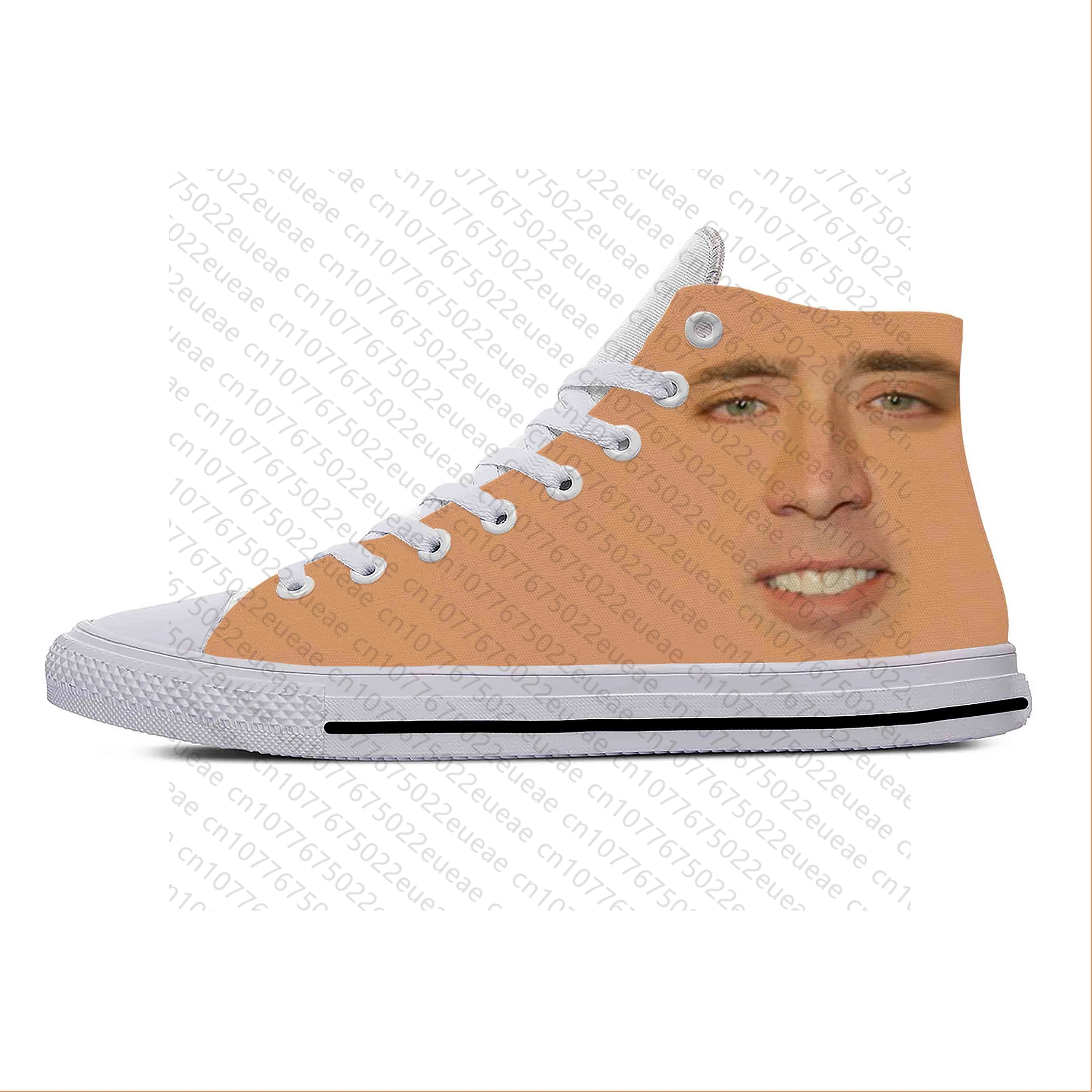 Anime Cartoon Manga Comic Nicolas Cage Pattern Casual Cloth Shoes High Top Lightweight Breathable 3D Print Men Women Sneakers