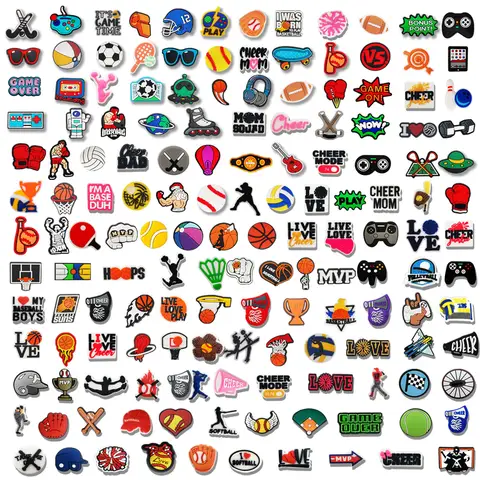 무작위 10/20/30Pcs 스포츠 게임 시리즈 샌들에 대 한 구두 매력, 크리스마스에 대 한 PVC 구두 장식 액세서리