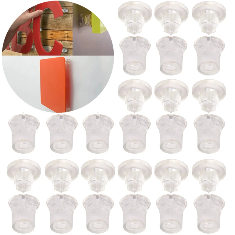 Stock 200PCS Clear Acrylic Hidden Clip-in Standoffs Plastic Screws Advertising Nails Signs Signage Wall Mount Standoffs Brackets
