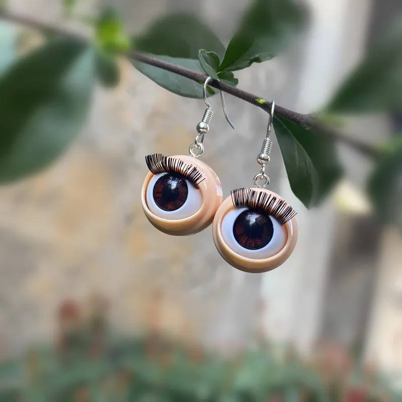 Europe and America Long Eyelashes Multi-color Resin Pupil Eye Earring UNISEX April Fool's Day Eye-catching Jewelry Earrings