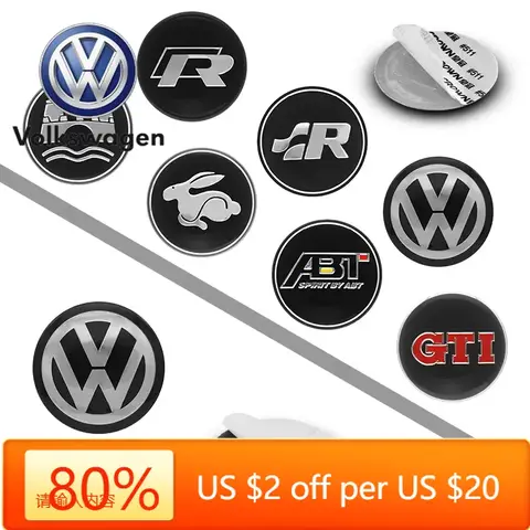 Emblemas calientes, emblema central para volante de coche, insignia adhesiva para Volkswagen VW Golf Polo Passat GTI R Line R32 Jetta MK4 Interior