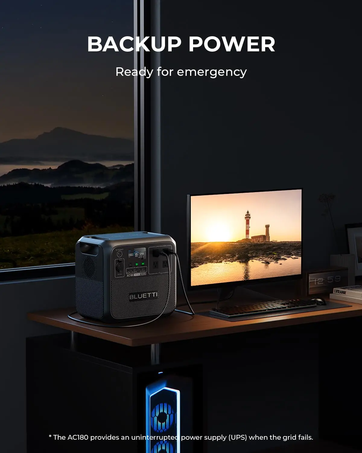 1800W Portable     Station 1152Wh LiFePO4   Generator 4 AC Outlets 45 Minute 0 to 80% Fast  for Camping Home B