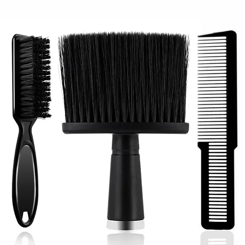 2/3Pcs Black Barber Hair Brush Set Hairdresser Clean Brush Neck Duster Brushes Clipper Cleaning Brush Salon Styling Brush Tools