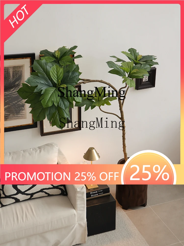 

ZYY exquisite advanced medieval green plants landing solid wood barrel simulation Nantian bamboo bread tree flower ornament