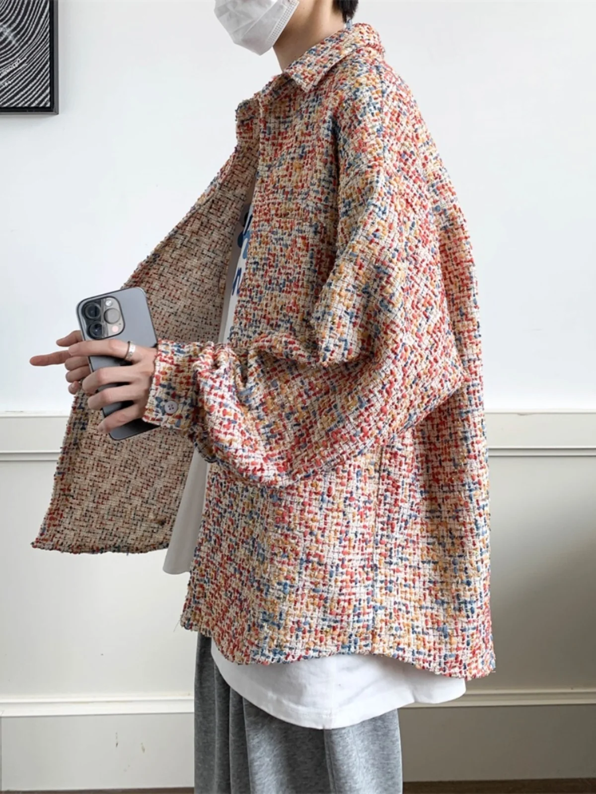 

Casual Long Sve Men's irt Jaet 2024 New Sle Trendy Brand Big Size Couple's Leisure Coat Spring Autumn Faion