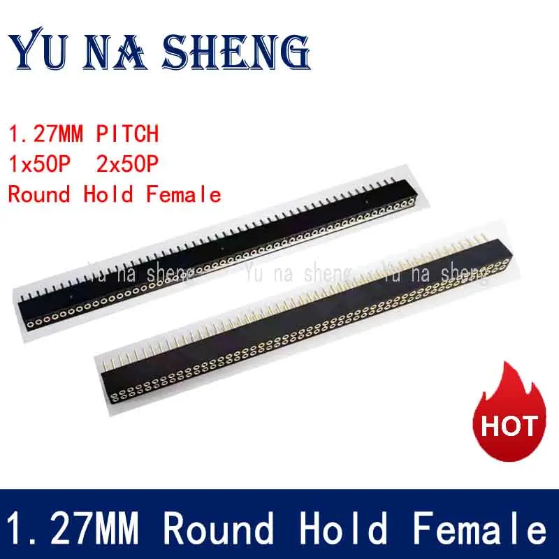 1.27mm Pitch 1.27 Single Double Row Male Female Round Pin Header 1*50P Breakaway PCB Board colour Connector Strip Pinheader 2x50