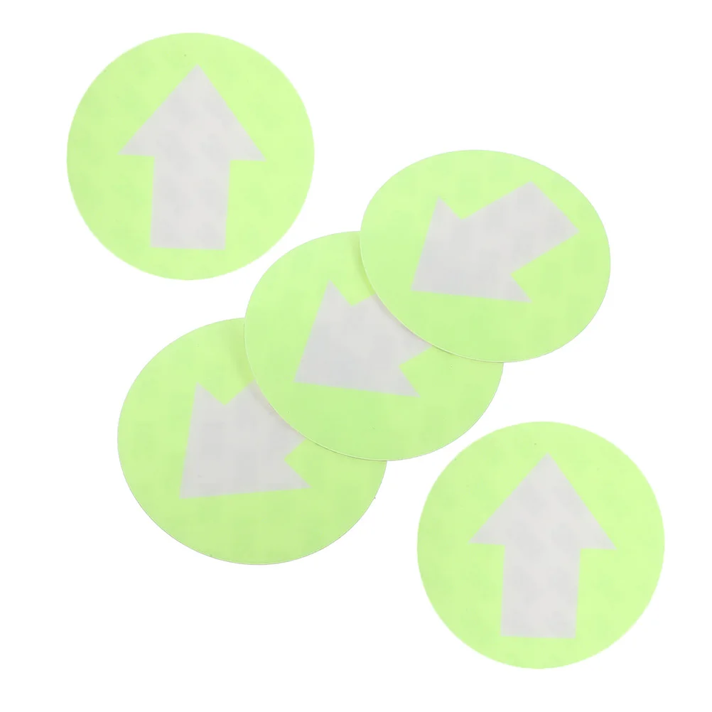 

5pcs Direction Signs PVC Arrow Stickers Fluorescent Green Camping Trail Markers Stairway Path Guidance Waterproof Reflective