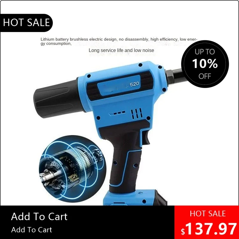 

81500 250 Электрический заклепочный пистолет, мощный клепальный инструмент, автоматический глухой заклепочник, гаечный пистолет, емкость 1/4 дюйма, стальная алюминиевая заклепка