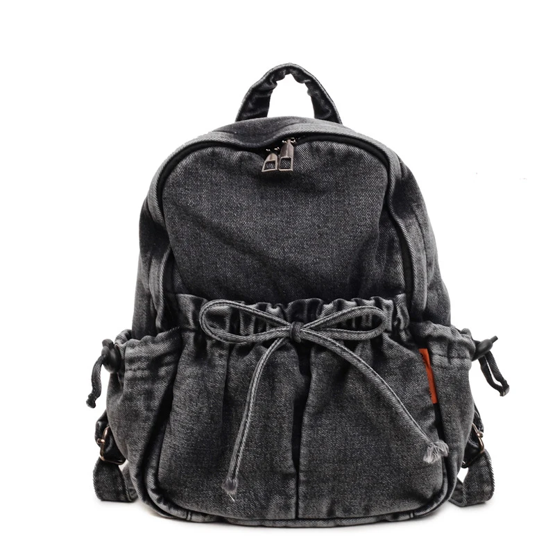 

Vintage Washed Distressed Mini Backpack for Women, Denim Canvas Backpack, Casual Commuting Vintage-Style Small Backpack