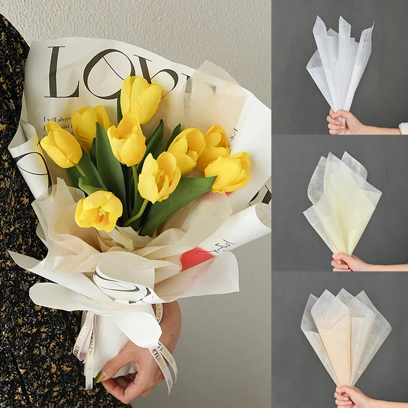 40pcs Milk Cotton Tissue Paper Florist Flower Wrapping Paper DIY Handmade Bouquet Crafts Gifts Packaging Wedding Party Supplies