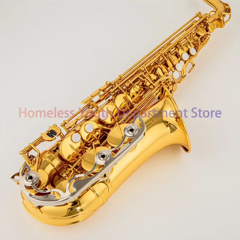 Professional Alto Water Drop E Saxophone Gold Alto Saxophone with Mouth Plate Reed Hoop