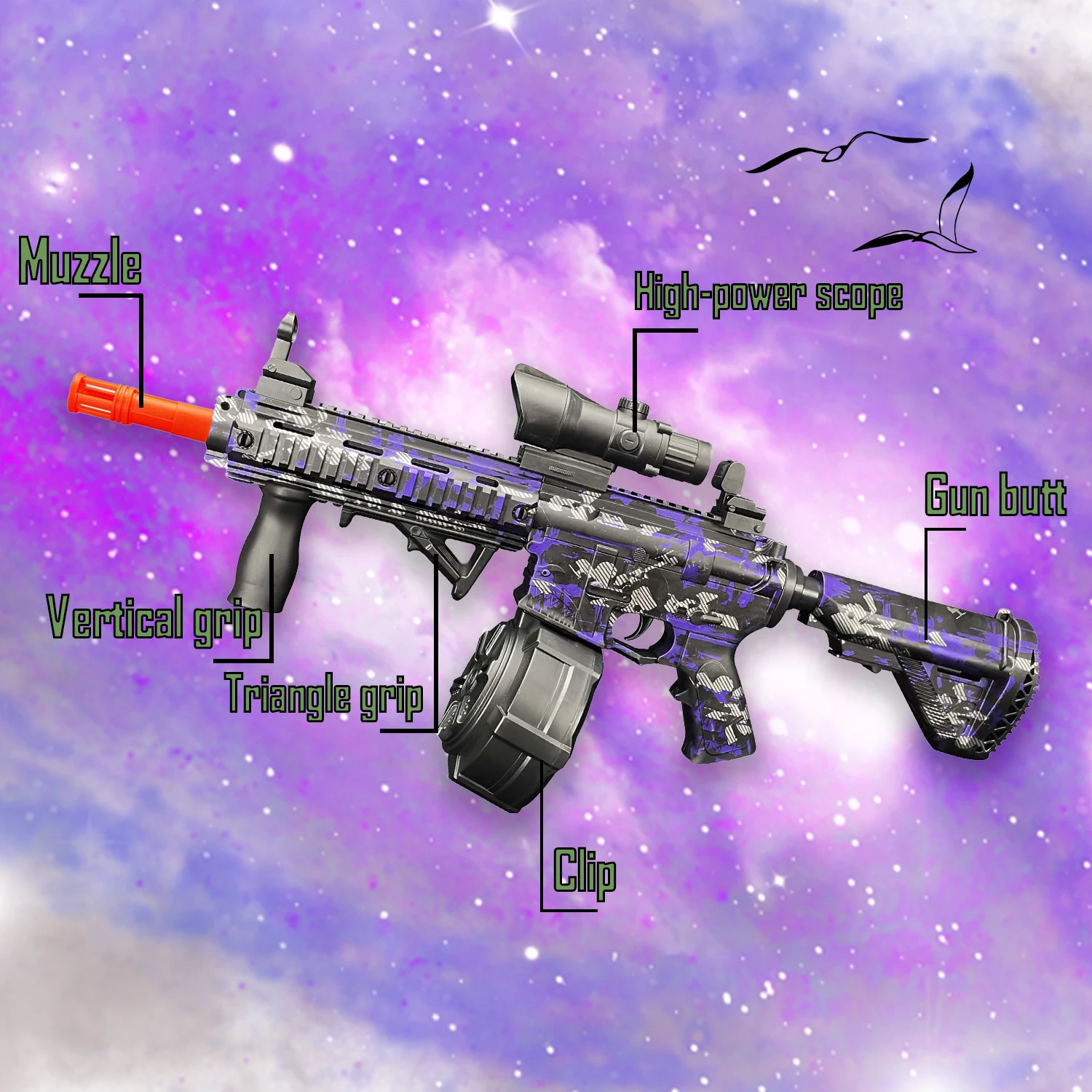 M416 젤 볼 블라스터, 전동 장난감 총, 수동 및 전동 모드, 야외 게임에 적합 (총알 미포함)