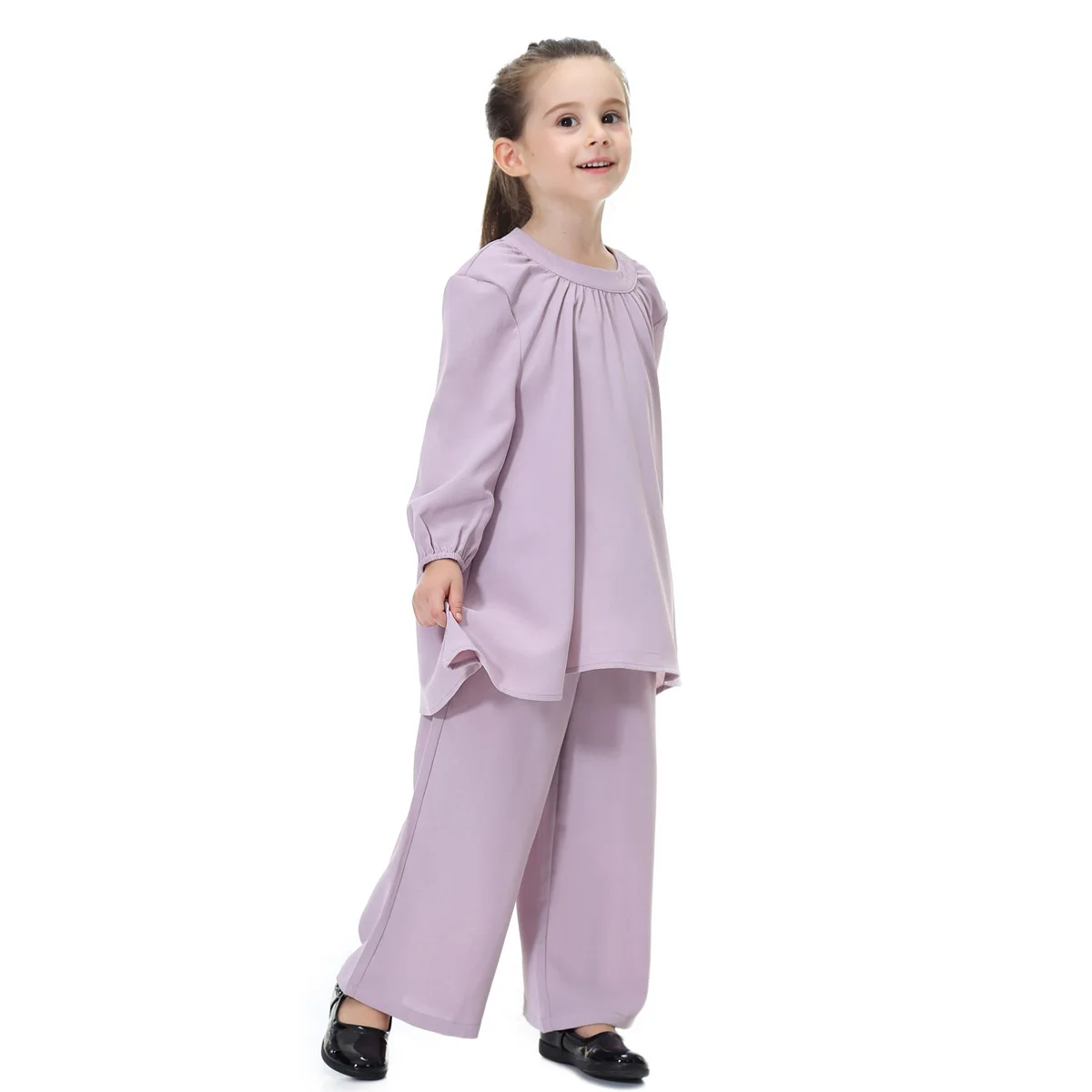 Dubai Arabic Muslim Girl Abaya Child Kid Dress Sets Pants Islamic Highly Elastic Large Baby Gowns Burka Arab Tops and Pants Set