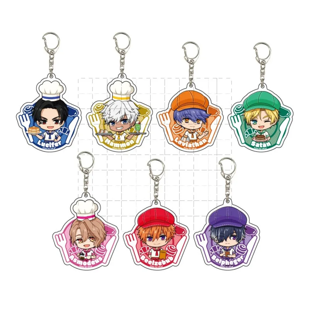 Game 2-Obey Me Keychain Doll Anime Mammon Belphegor Lucifer Leviathan Asmodeus Beelzebub Acrylic Keyring Pendant For Gift