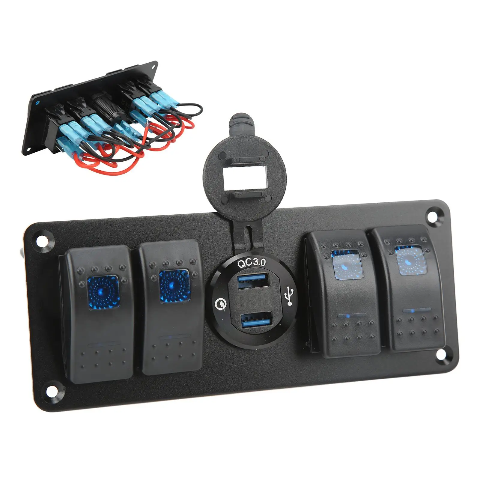 RV لوحة التبديل تنوعا 4 في 1 مزيج المزدوج USB LED الجهد عرض لوحة التبديل 12 فولت إلى 24 فولت تيار مستمر للشاحنة