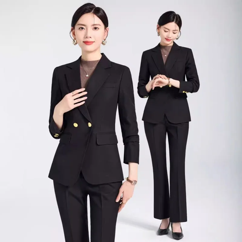 Light Blue Suit Women's Formal Wear High-End Fall Winter Fashion Temperament Office Wear Women's Suit Two-Piece Suit