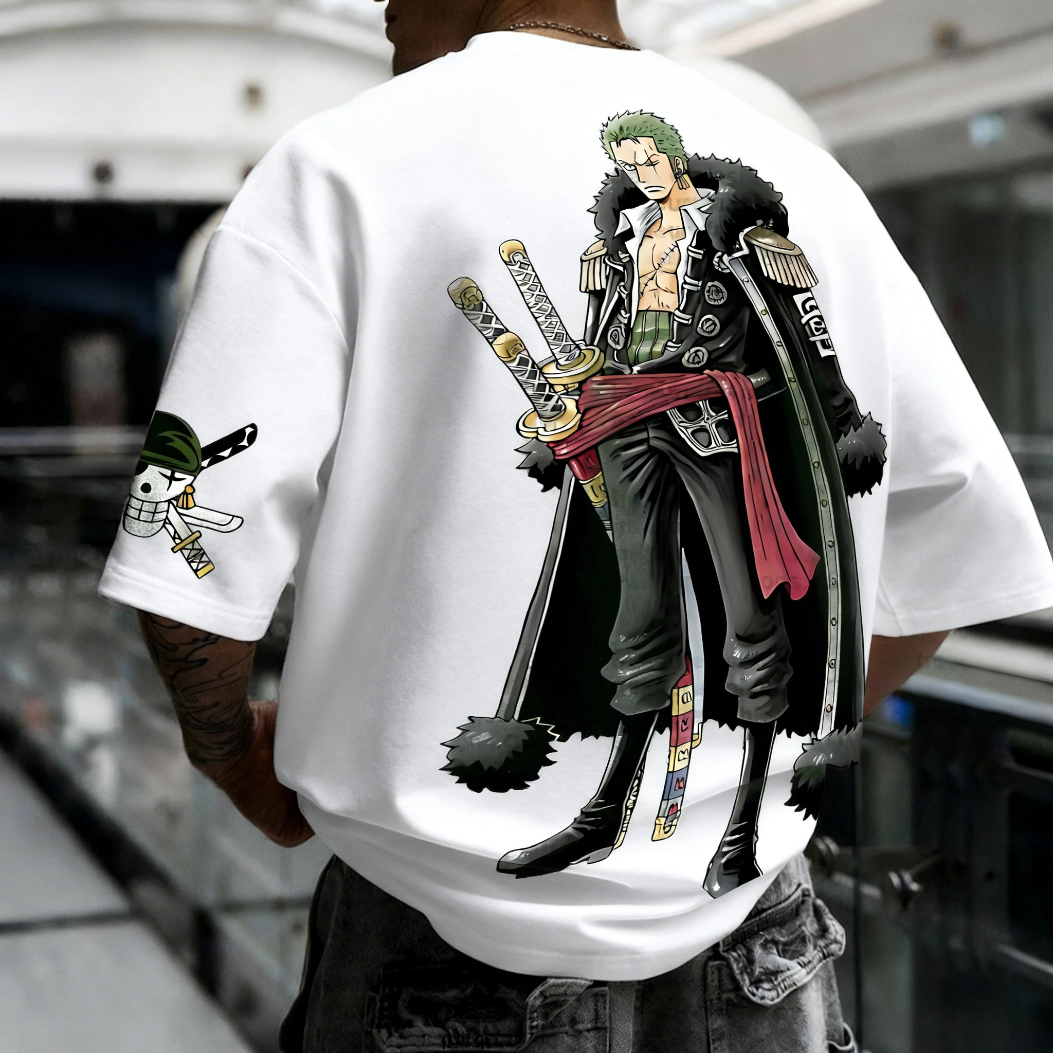 بانداي قطعة واحدة لوفي وزورو مطبوعة بأكمام قصيرة 2026 الصيف الرجال والنساء فضفاضة وتنفس ورياضية تي شيرت الموضة #4