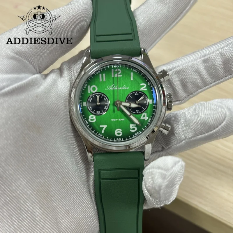ADDIESDIVE offre spéciale montre pour hommes VK64 chronographe 10Bar étanche AD2516 Super lumineux bulle miroir verre Quartz acier montre