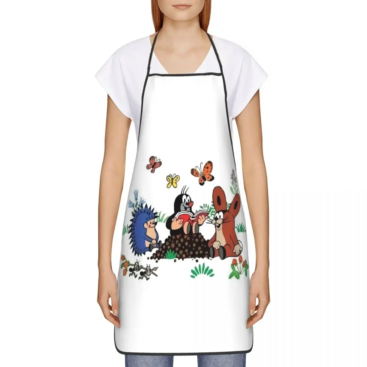 Unisex Mole Krtek Cartoon Comic Kitchen Chef Cooking Baking Apron Men Women Cute Little Maulwurf Tablier Cuisine for Gardening