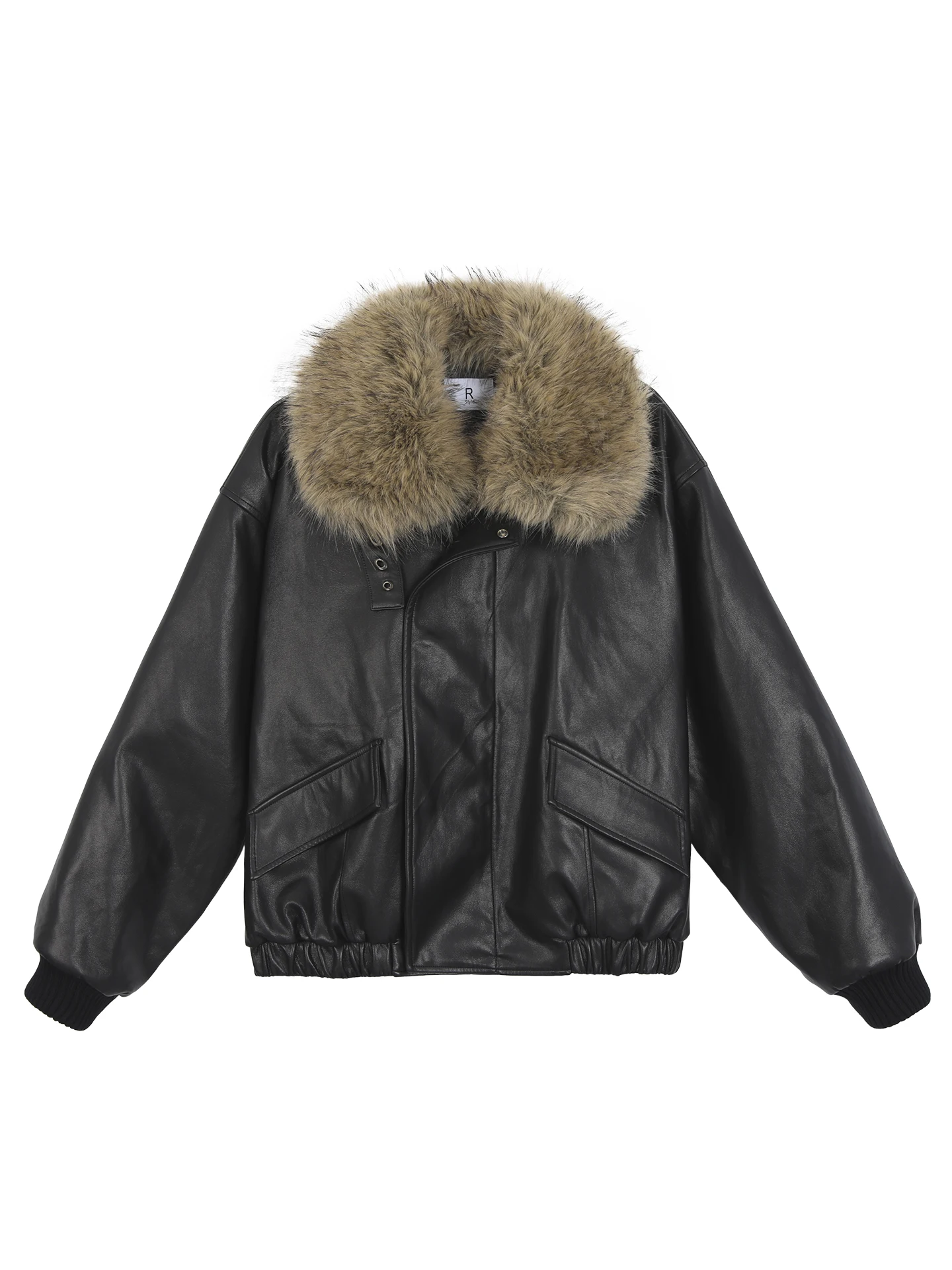 Czerwony Sklep Odzieżowy Celebri Damska Kurtka Thiened Bla ze Skóry PU Zimowa Kurtka Sli Dojazdy do Pracy Długa Kurtka z Zamkiem Błyskawicznym