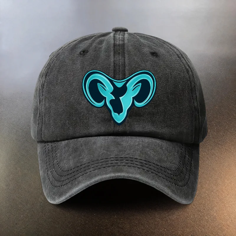 A Goat Zodiac Aries Washed Cap, Perfect for Daily Outings As a Sun-Shielding Baseball Hat. This Stylish Essential for Couples Fe