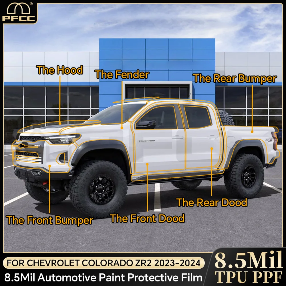 

Pre Cut Clear Bra Transparent PPF TPU 8.5mil Paint Protection Film for Chevrolet Colorado ZR2 2023-2024 Headlight Rearview Film