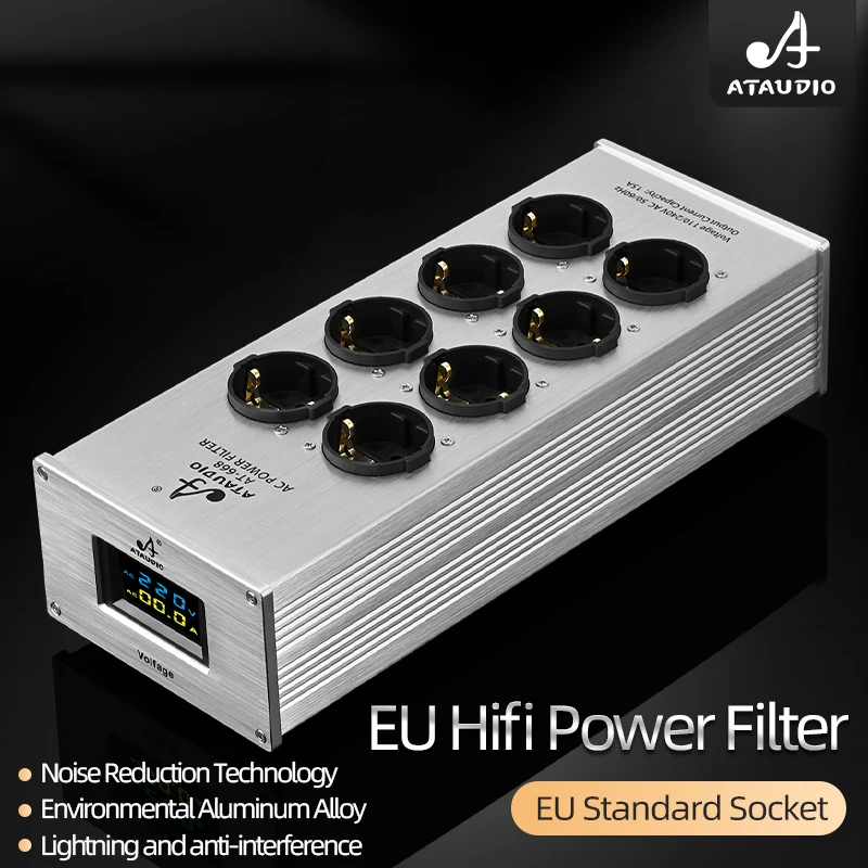 HiFi Power Filter EU Socket Anti-interference Aluminum Alloy Lightning and Electricity for Protection Voltage Function Amplifier