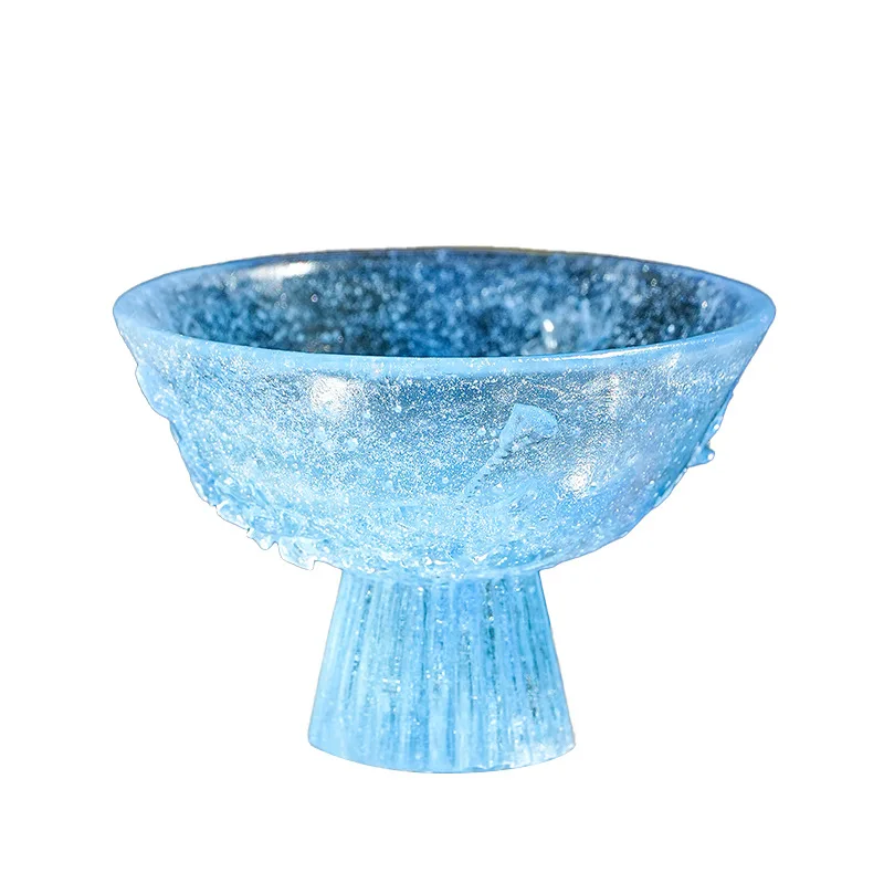 

Glazed relief lotus pond lotus leaf magpie cup can not be boiled in summer