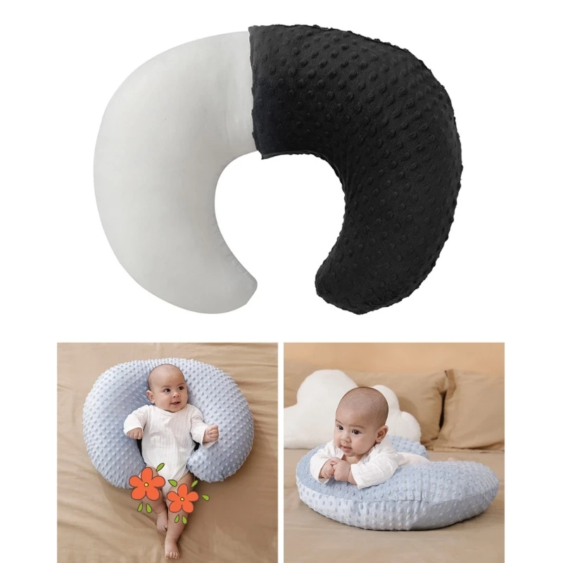 Baby Breastfeeding Pillow Soft & Breathable Infant Nursing Cushion Pad with Dotted Backing, Solid Color Head Support Mat