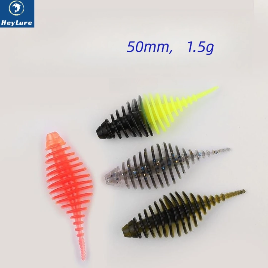 

HeyLure 12pcs Soft Lure Whorl Worm 5cm 1.5g Fishing Artificial Silicone Bass Pike Wobbler Swimbait with Smelling and Taste