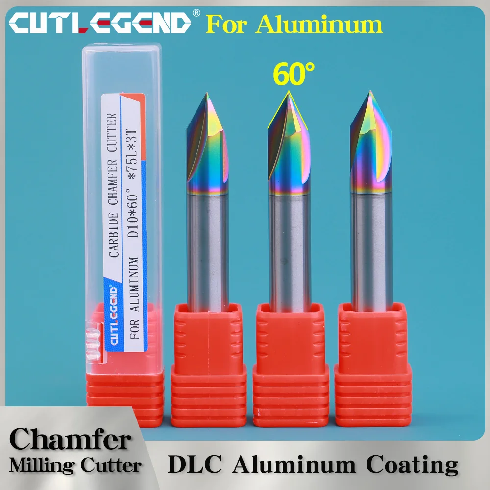 

CUTLEGEND 60° Degree Angel Chamfer Milling Cutter Carbide 3 4 5 6 8 10 12 16mm diameter Chamfering Mill Deburring Edges For AL