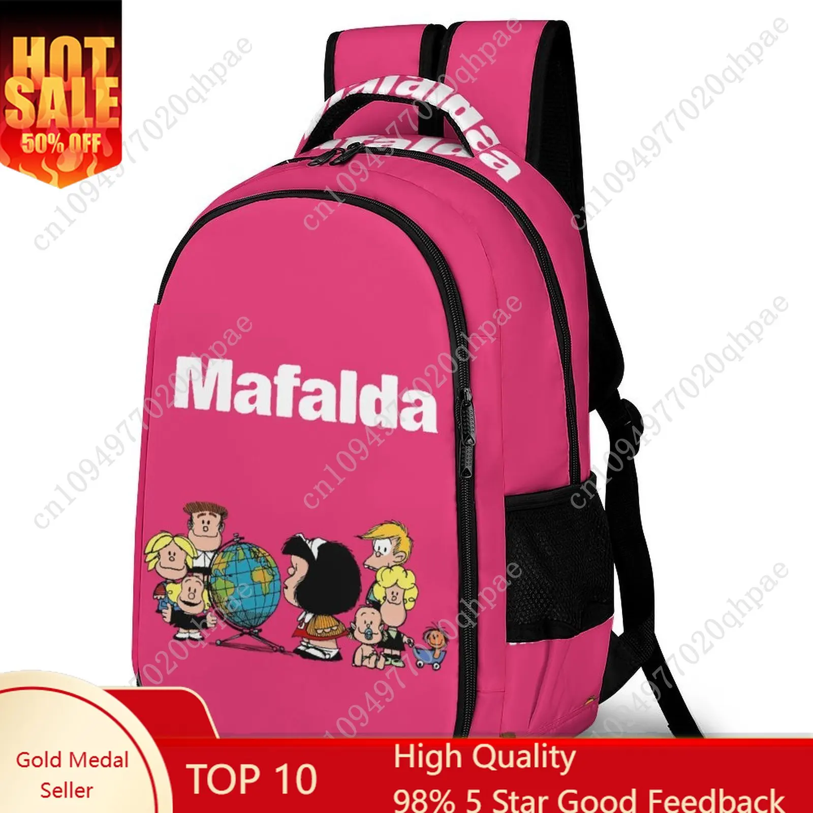 

Mafalda Kids School Backpack for Boys Girls High Quality Travel Business Daypack Capacity Pocket Customizable Personalized Gift
