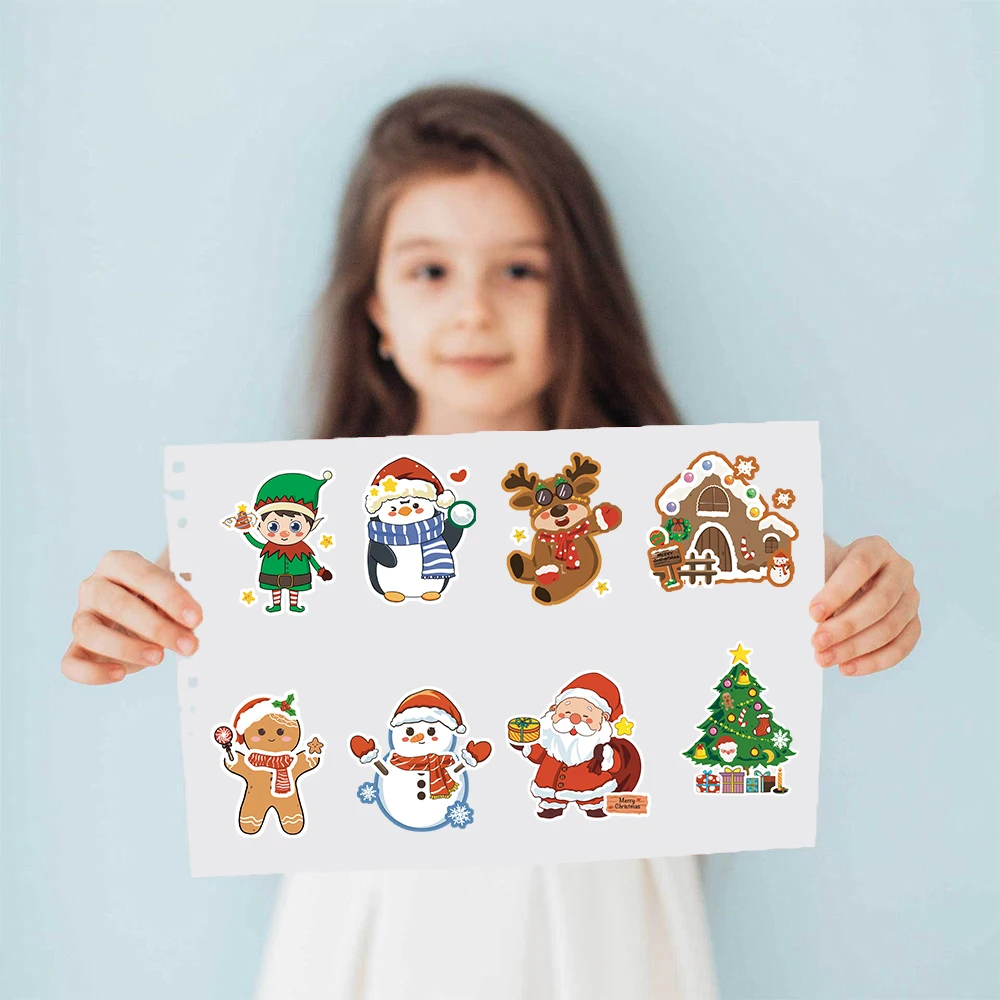 8 قطعة عيد الميلاد الكرتون الوجه تغيير ملصق الكولاج الإبداعية الكرتون الغيتار الهاتف الغيتار جدار الأمتعة القرطاسية ملصقات