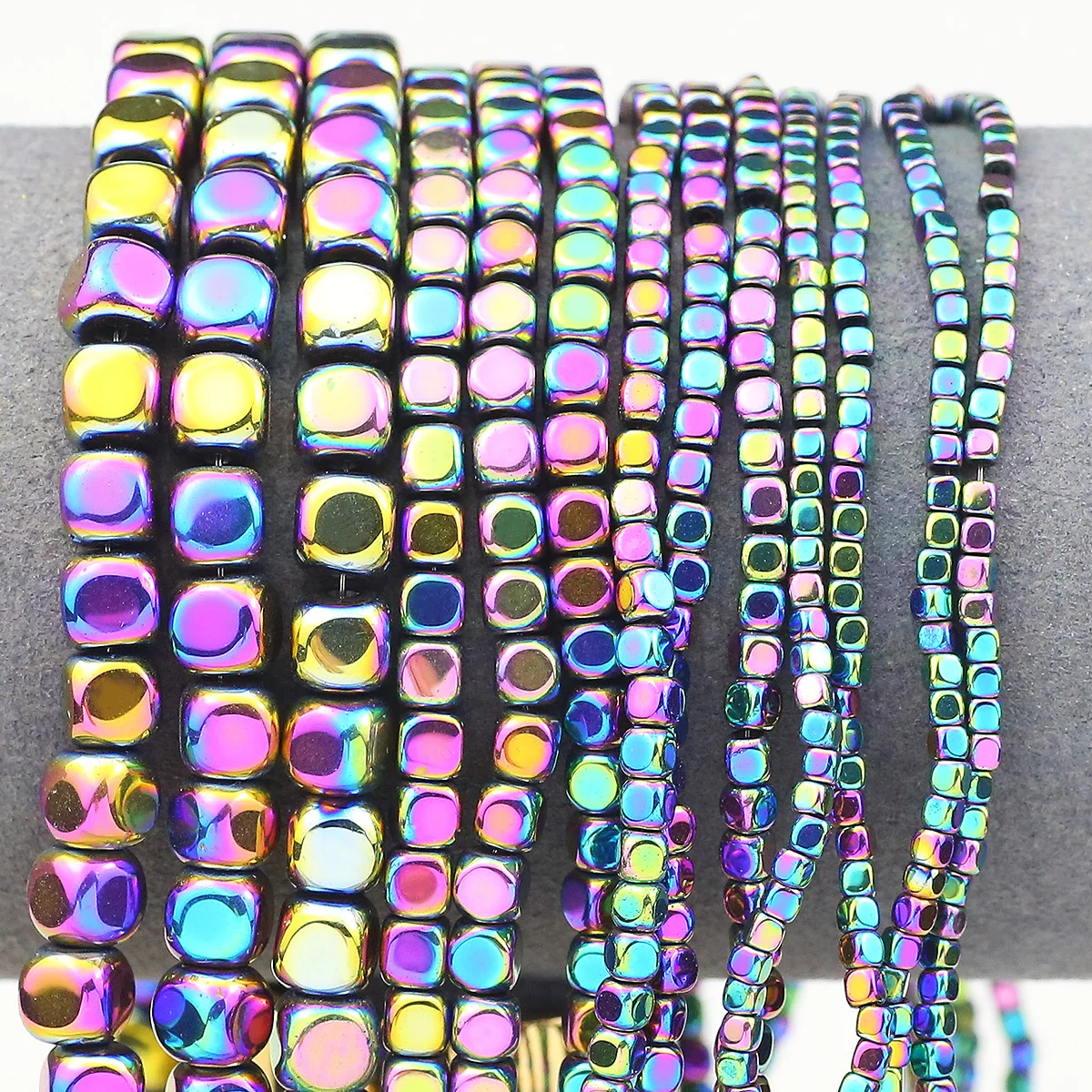 15'' 2/3/4/6mm Multicolored Chamfered Hematite Natural Stone Square Loose Spacer Beads For Jewelry Making Bracelet Necklaces DIY